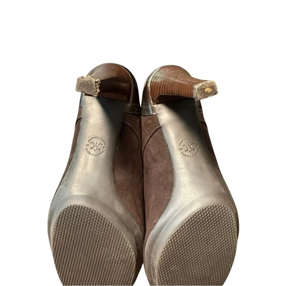 ▶️ JOHNSTON & MURPHY ◀️ Chocolste Brown Suede Oxford  Patent Heels Lace up 7.5